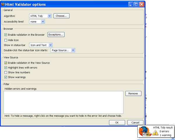 Firefox Extension for HTML Validation